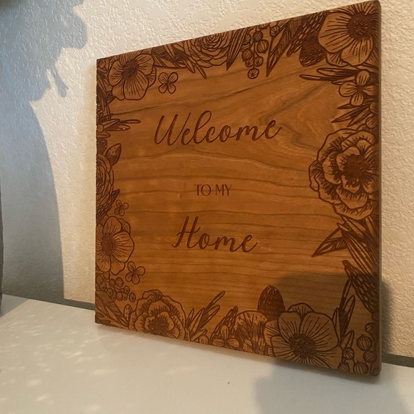 Welcome sign made with chestnut wood - Picture 3 of 3